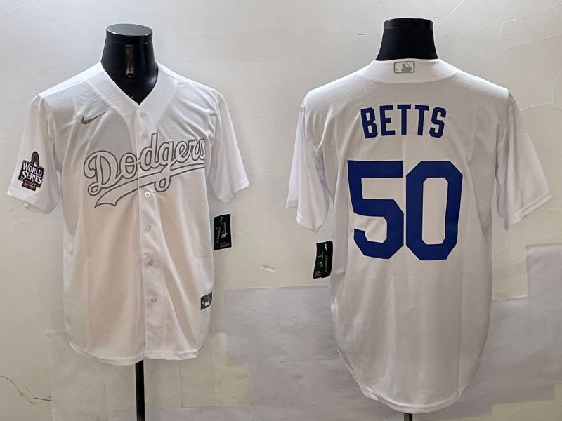 Men Los Angeles Dodgers #50 Betts White Fashion Edition Game 2025 Nike MLB Jersey style 3->los angeles dodgers->MLB Jersey